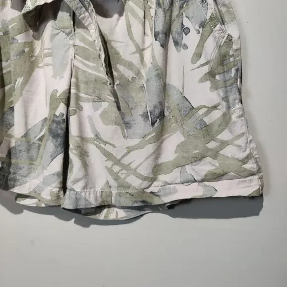 Anthropologie Ett Twa Women's Sz 8 Tropical Linen Blend Shorts Roll Tab - Picture 4 of 6